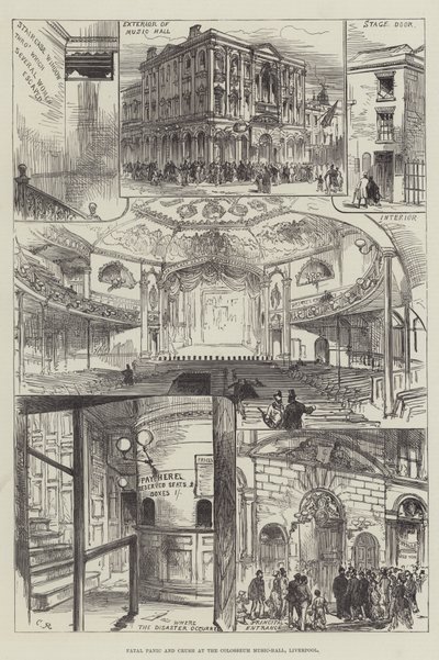 Tödliche Panik und Gedränge in der Colosseum Music-Hall, Liverpool von Sir John Charles Robinson